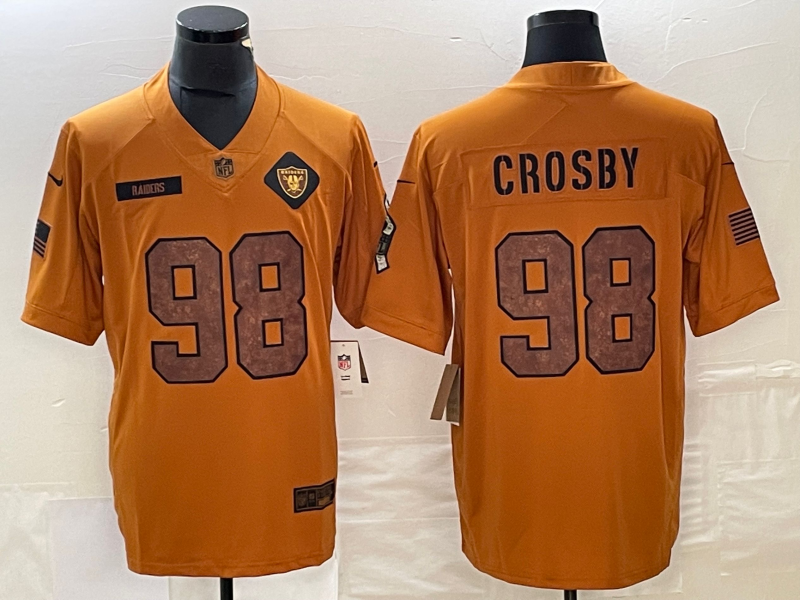 Men's Las Vegas Raiders Maxx Crosby #98 Brown 2023 Salute To Service Retired Limited Jersey